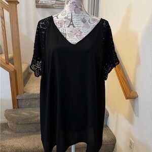 Torrid Black Boxy Embellished Short Sleeve Blouse
